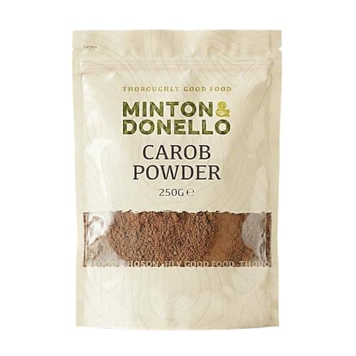 Image of Minton & Donello Carob Powder 250g Pack - Antioxidant Rich, Naturally Sweet, Healthy Cocoa Alternative, High Fibre, Versatile, Good for Baking, in Smoothies, Drinks or Desserts