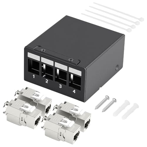 Image of AXFEE CAT7 4 Port Patch Panel Set, With 4x RJ45 Keystone Jack Modules, 10 Gbit/s Shielded, 4 port cat6 Patch Panel Compatible with CAT6,CAT6a,CAT7 for Computer, Server, Router, Switch,Network Device