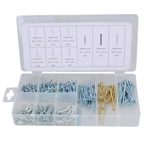 Image of 550pc Metal Wood Nail Masonry Panel Pins Bright Nails Assortment Kit AST52
