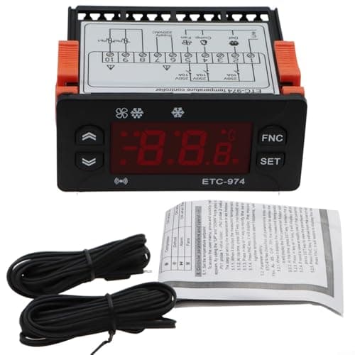 Image of Digital Temperature Controller, 230VAC 8A ETC-974 Thermoregulator with Dual Probe, Refrigeration Defrost Fan Control, High Accuracy 0. Display, Industrial Cooling Freezer(220V)