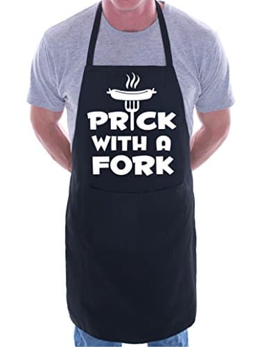 Image of Print4U Prick With a Fork BBQ Cooking Funny Novelty Apron Black