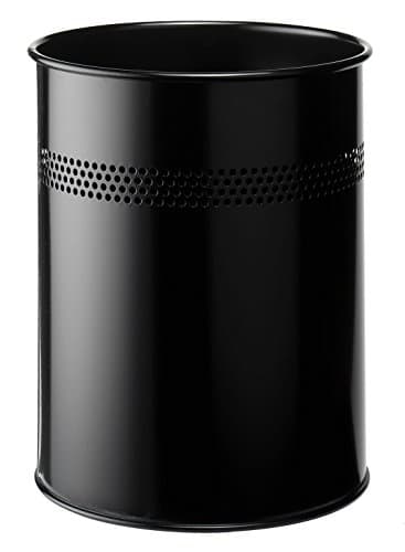 Image of Metal Round Waste Bin Black 15 Litre Capacity, Stylish 30 mm Perforated Ring, Waste Basket for Offices, Schools, Home, etc.