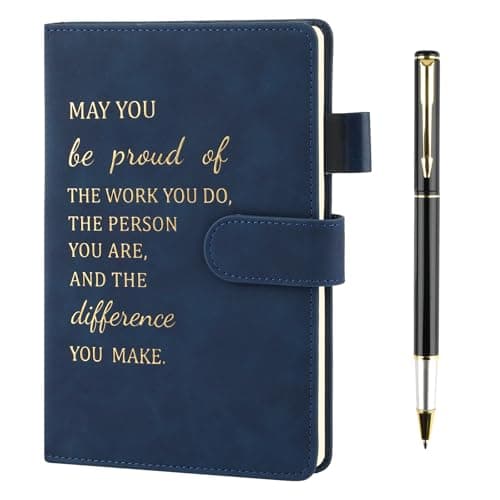 Image of Hopton Inspirational Personalised Notebook, PU Leather Notebook and Pen Set, Employee Appreciation Gifts, New Job Gifts for Women Men Employee Volunteer Colleague Teacher (Blue)