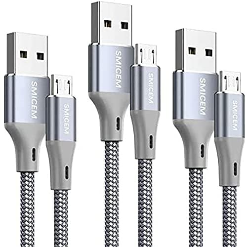 Image of Micro USB Cable, Micro Charging Cable Super Long Fast Charging Speed 3M (3 Pack), Micro USB Charger Cable, Compatible with Samsung HTC, Sony, Galaxy, LG, PS4, Android and Others, Nylon Braided Cables