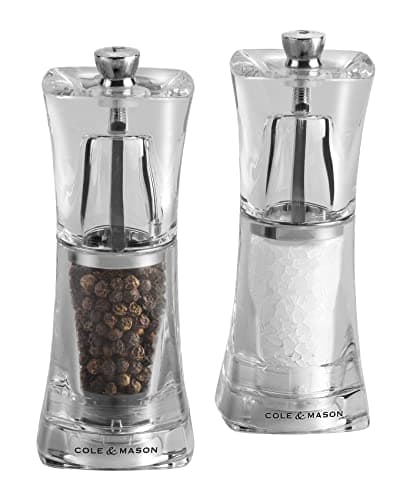 Image of Cole & Mason Crystal Clear Salt and Pepper Mills, Adjustable Grind Precision+, Acrylic, 125mm, Gift Set, Includes 2 x Salt and Pepper Grinders, Lifetime Mechanism Guarantee