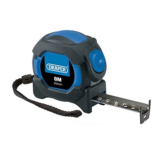 Image of Draper 04771 Auto Lock Measuring Tape, 8m/26ft, 25mm, Blue and Black, One Size