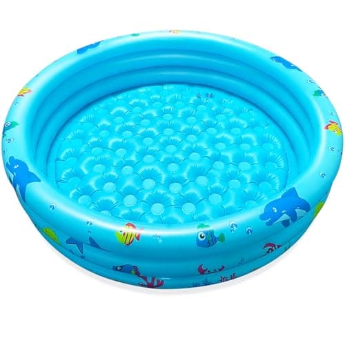 Image of Jiosdo Paddling Pool for Kids, Φ110x27cm Inflatable Baby Pool Kids Swimming Pool with Soft Inflatable Floor for Outdoor Garden Backyard Summer Water Toy for Toddlers Children