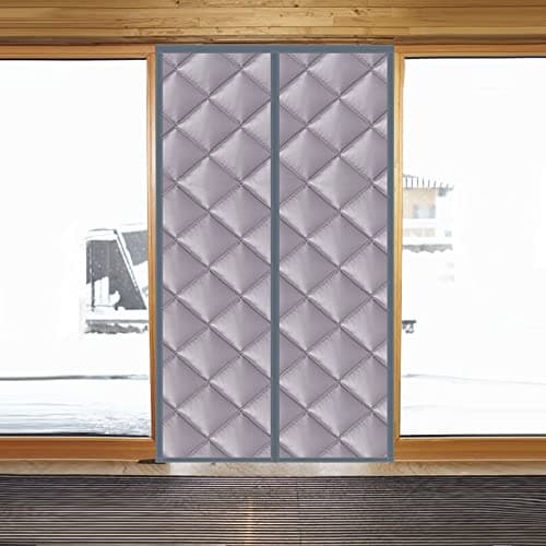 Image of Redfire Warm Windproof Door Curtain 85×200 CM,Anti Snowstorm Air Conditioner Partition Curtain Folding Door Full Frame With Heavy Duty Waterproof Cotton Curtain Oxford for Sliding Door,Grey