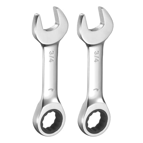 Image of sourcing map 2pcs 3/4 Inch Ratcheting Combination Wrench Cr-V Ratchet Box Ended and Open End 72 Teeth 12 Point Anti-Slip Stubby with Mirror Polish for Tight Space