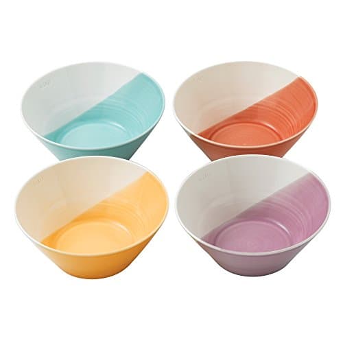Image of Royal Doulton Noodle Bowls, Hard Wearing Porcelain, 1815 Bright, 21cm/8in, Multi Colours, Set of 4