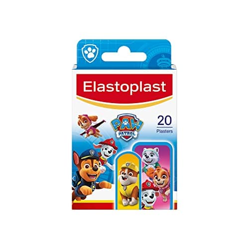 Image of Elastoplast Paw Patrol Plasters, Assorted Sizes (20 Pieces), Coloured, First Aid Wound Care for Children, with Paw Patrol Designs, Various Sized, Skin-Friendly