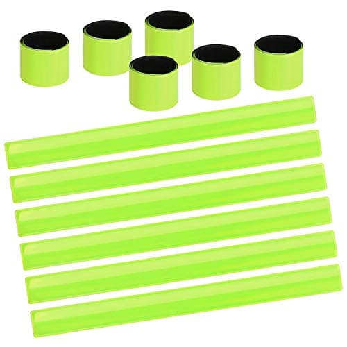 Image of URAQT Reflector Strips, 12 Pcs Reflective Snap Band, Highly Reflective Wearable Wrist/Ankle Bands, Snap Safety Armbands for Cycling, Running, Adults, Children (Green)