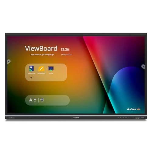 Image of ViewSonic IFP7551 75 Inch 4K ViewBoard Interactive Smart Board with Integrated Education Software, Android 14, Google EDLA, 50-Point Touch, Built-in Microphone, HDMI, VGA, USB Hub, and USB C Inputs