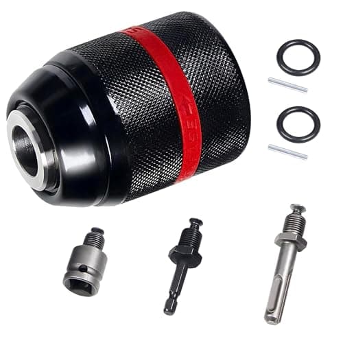 Image of Keyless Drill Chuck for Milwaukee, 1/2-20UNF Mount 1.5-13mm Self-Tighten Drill Chuck for Hand Drill Impact Driver, with 3/8" SDS-Plus Shank 1/2" Impact Wrench Adapter 1/4" Hex Shank