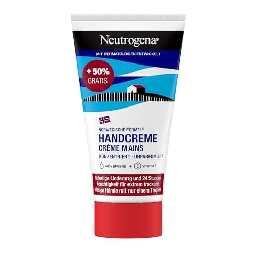 Image of Neutrogena Hand Cream Concentrated Unscented (75 ml), Soothing Moisturising Cream with 40% Glycerine + Vitamin E for Extremely Dry, Cracked Hands