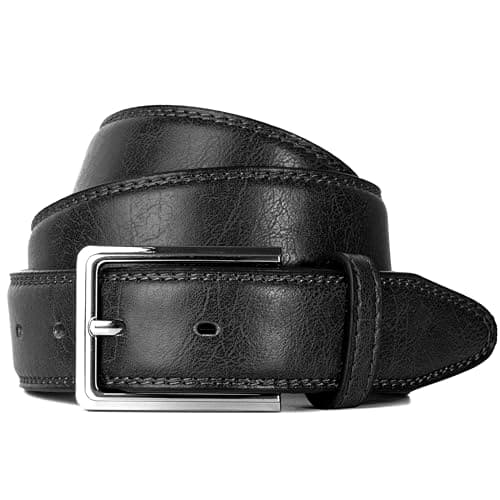Image of Woodland Leathers Mens Belt Black Leather Lined Belts for Men Smart Casual Jeans Belt 1.25" for Everyday use (Black Belt, Medium (32"-35"))