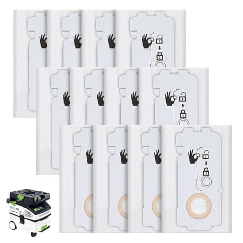 Image of Sgizoku 12Pack 204308 Dust Bags for Festool CT MINI,CT MINI I,CT MIDI and CT MIDI I Manufactured From 2019+ Model Dust Extractors - CT MIDI-2 Type Vacuum Cleaner Dust Extractors SMS Bag