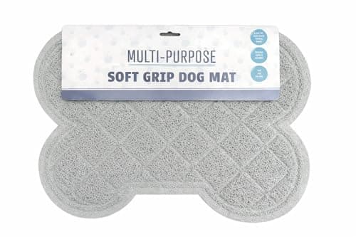 Image of Soft Grip Dog Mat, Paw-Shaped, Bone Shaped Multi-Purpose, Water Absorbent, Traps Dirt, Easy to Clean, 40cm x 30cm Puppies Mat (Grey, Bone Shaped)