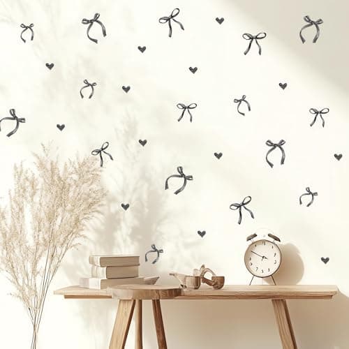 Image of sacinora 6 Sheets Black Bow Wall Stickers, Bow Knot Love Pattern Wall Decals Removable Vinyl Peel and Stick Party Nursery Bedroom Kitchen Closet Refrigerator Art Home Decorations