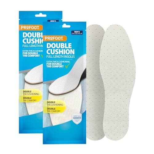 Image of Profoot Double Cushion Insoles - Full Length Insoles for Men - Extra Thick Cushioning - Dual Layer Shoe Inserts - Ideal for Foot Discomfort - One Size Fits All - (2 Pack)