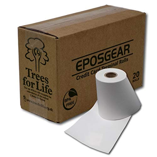 Image of EPOSGEAR 57 x 40 mm Thermal Credit Card Till Roll (Pack of 20) - white
