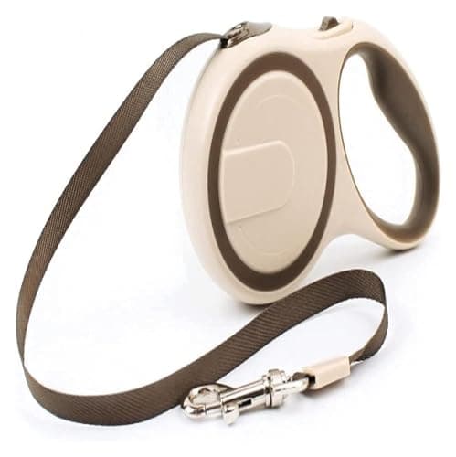 Image of Retractable Dog Lead, 9.8FT/16FT Extendable Dog Lead 360°Tangle-Free Smooth&Durable Nylon Tape with Anti-Slip Handle, Handed Brake for Up to 25 kg Dogs(Beige,5m)