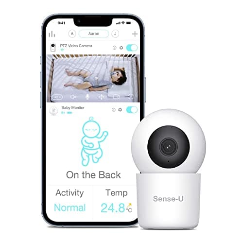 Image of Sense-U Smart 2K Video Baby Monitor, Pan/Tilt, Person/Baby Crying/Motion Detection, 2-Way Talk, Night Vision, Background Audio, No Monthly Fee (Compatible with Smart Baby Monitor)