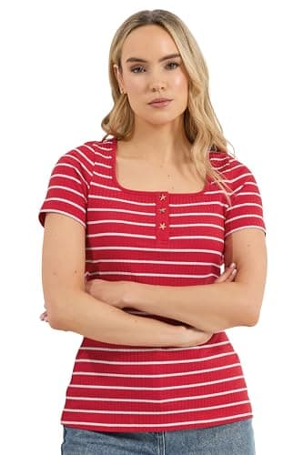 Image of Long Tall Sally - LTS Tall Stripe Ribbed T-Shirt - Women's Red