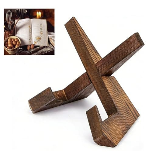 Image of Recipe Book Stand for Kitchen, Display Wooden Cookbook Stand, Vintage Cook Book Stand, Cook Book Stands for Kitchen, Hands Free Reading Recipe Book Holder