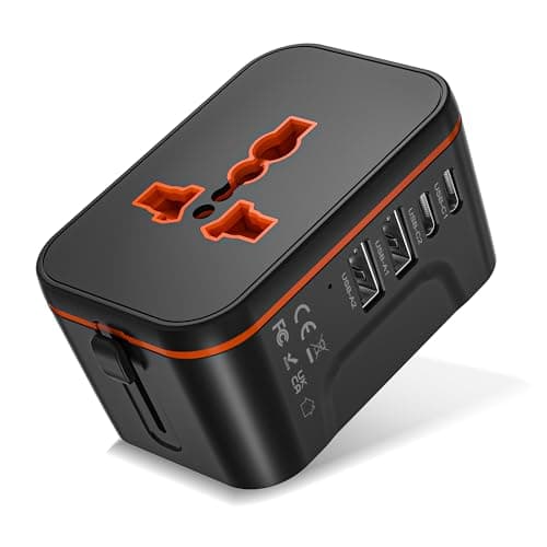 Image of Universal Travel Adapter Worldwide, Travel Plug Adapter Worldwide with 2 USB C and 2 USB A Ports, All In One Universal Power Adapter International Travel Plug Adapter UK to Europe EU USA AUS Australia
