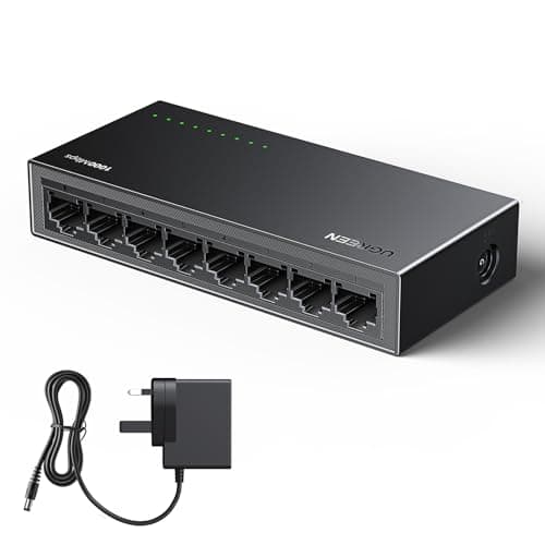 Image of UGREEN Network Switch,8 Port Ethernet Splitter,High-speed Gigabit Ethernet Switch Hub,Desktop & Wall-Mounting Internet Splitter,Plug & Play LAN Switch for TV/Laptop/Switch/Router/Monitor