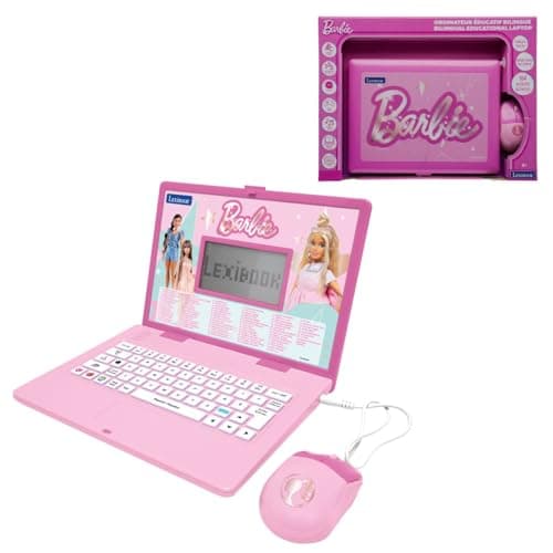 Image of Lexibook, Barbie, Bilingual Educational Laptop, English and French, 164 Activities, Maths, Logic Games, Music Mode, Large LCD Screen, Pink, JC601BBi1LXB