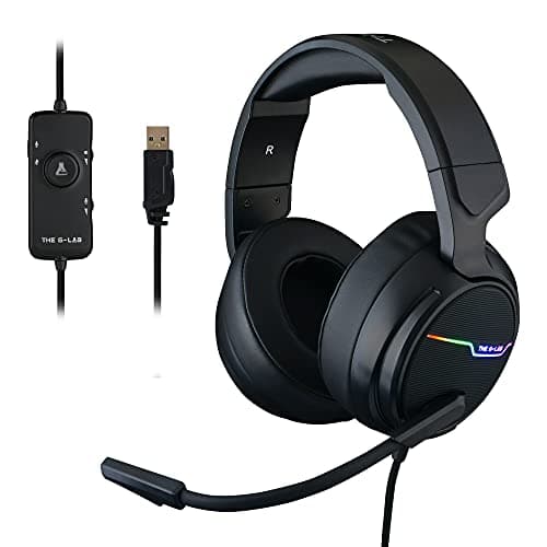 Image of G-LAB Korp THALLIUM Gaming Headset USB Sound 7.1 Digital Surround - Audio Gamer Headset - Noise Canceling Microphone - LED RGB - PC Compatible PS4 PS5 Mac (Black)