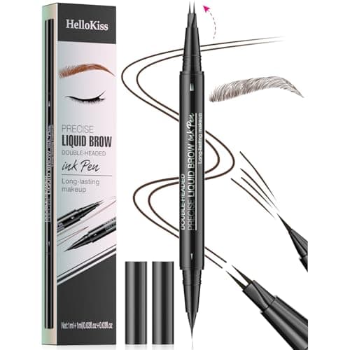 Image of Waterproof Microblading Eyebrow Pen Pencil, New 2 in 1 Double Ended Magic Precise Eyebrow Pen Microblade Effect Eyebrow Pencil Brow Contouring Pen with 2 Micro Fork Tip, Last All-Day (#03 Dark Brown)