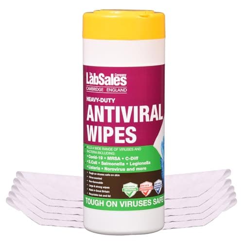 Image of Labsales Large Antibacterial & Antiviral Heavy Duty Surface Cleansing Wipes For Disinfecting With Citrus Scent & Recyclable Tub, Made in Britain, Tub Of 50 Wet Wipes
