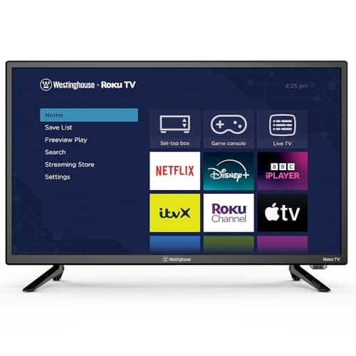 Image of Westinghouse 24 Inch Smart TV Roku OS - LED HD, Freeview, Netflix, Apple TV+, BBC iPlayer, Dolby Audio, HDMI, USB- Ideal Small TVs for Bedroom, Lounge or Kitchen 【Energy Class E】