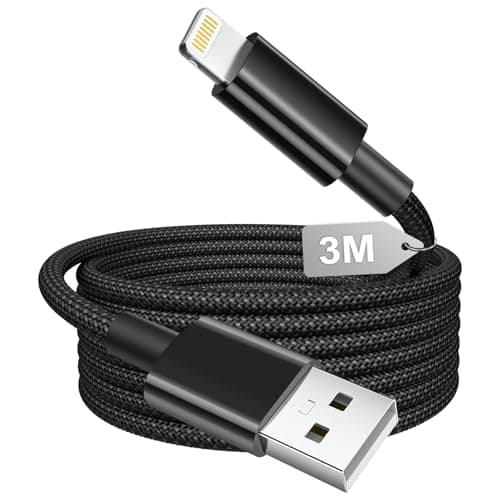 Image of Long iPhone Charger Cable 3M,[MFi Certified]USB to Lightning Cable Lead Nylon Braided iPhone cable Fast Charging Lightning Wire Cord for iphone 14 13 12 11 Pro Max XS XR X 8 7 SE,iPad Pro/Air,AirPods