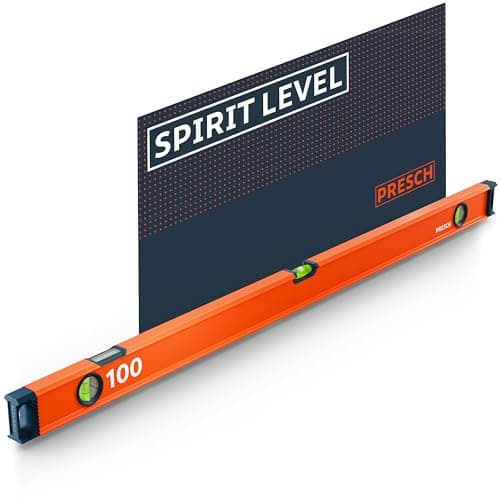 Image of Presch Spirit Level 100cm - Shatterproof Vial with 2% Gradient - Vertical Viewing Window - Innovative Anti-Slip end caps - Precision Measuring Surface
