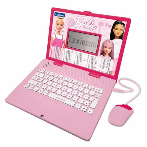 Image of LEXIBOOK, Barbie, Educational and Bilingual Laptop in English/Spanish, Toy for children with 124 activities to learn, play games and music, Pink, JC598BBi2