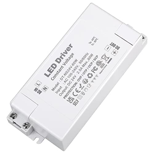 Image of VARICART 24V LED Driver 60W Power Supply 2.5A, AC 240 to 24 Volt DC Transformer, Constant Voltage Switching PSU Adaptor for Light Strip MR11 GU5.3 Bulbs