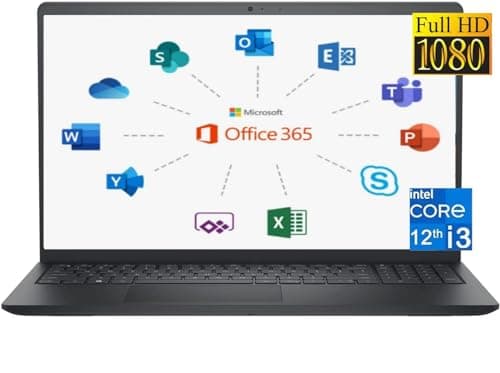 Image of DELL 2024 Inspiron 15 Laptop with Microsoft Office 365, 15.6 Inch 1920 x 1080 FHD, Intel i3-1215U up to 4.40GHz (Beats N4020), 16GB RAM, 1TB PCIe SSD, Windows 11 Home, Carbon Black