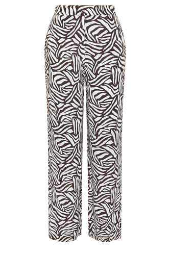 Image of Long Tall Sally - LTS Tall Brown Zebra Print Wide Leg Trousers - Women's