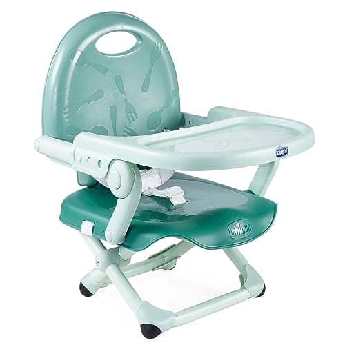 Image of Chicco Pocket Snack Children's Booster Seat, Sage | 6m-3y (15 kg), Portable, Adjustable High Chair, Compact, Removable Tray