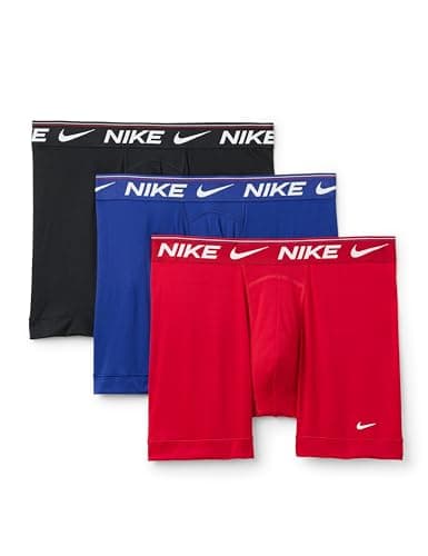 Image of Nike mens Ultra Comfort Boxer Brief Underwear (3-pack), Gym Red/Deep Royal Blue/Black, XL