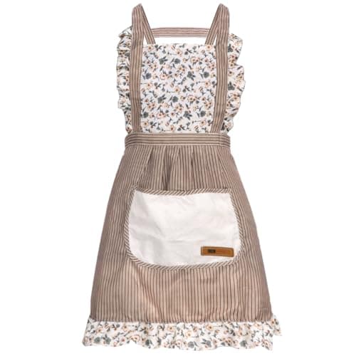Image of Vxcvzv Floral Apron for Women with Pockets Pink Flower Cooking Gardening Apron for Kitchen Restaurant Hairdressing (Green)