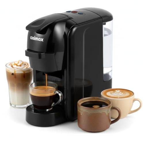 Image of CUSIMAX Coffee Machine, 2 in 1 Single-Serve Pod Coffee Machine for Nespresso & Dolce Gusto Capsule, 19 Bar, 1450W, 0.6L Mini Pod Coffee Maker