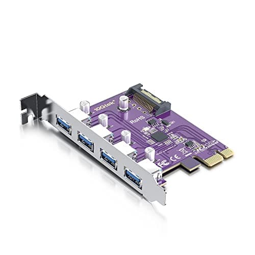 Image of 4 ports PCIe to USB3.0 HUB PCIe expansion card Adapter 5Gbps for Motherboard, with 15-pin SATA Power Connector