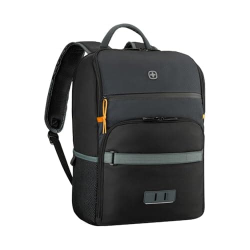 Image of Wenger NEXT 23 Move Laptop Backpack 16-Inch – 22L Eco-Friendly Recycled PET Material, Padded Laptop & Tablet Compartments, Water-Resistant Front Pocket, Ergonomic Design – Gravity Black