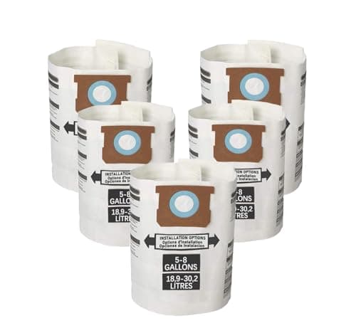 Image of 5 Pack Compatible with Shop Vac Bags 5-8 Gallon - Fits 90671, 90661,VF2004, Disposable Filter Bags Type E