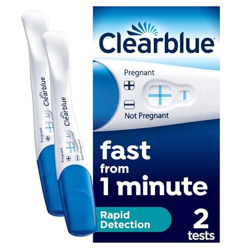 Image of Clearblue Pregnancy Test, Rapid Detection, Result As Fast As 1 Minute, Kit of 2 Tests, Easy At Home Pregnancy Test, Packaging May Vary
